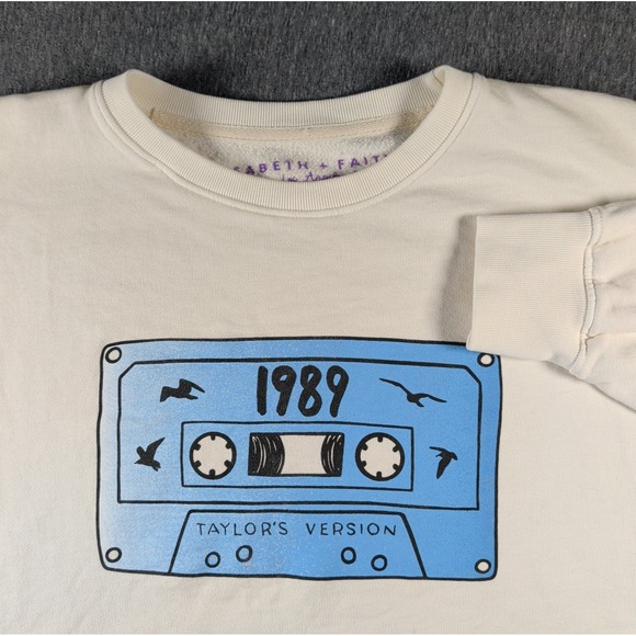 Taylor Swift Tops - Elisabeth Faith Taylor Swift Inspired Graphic Sweatshirt Cassette 1989 White Med